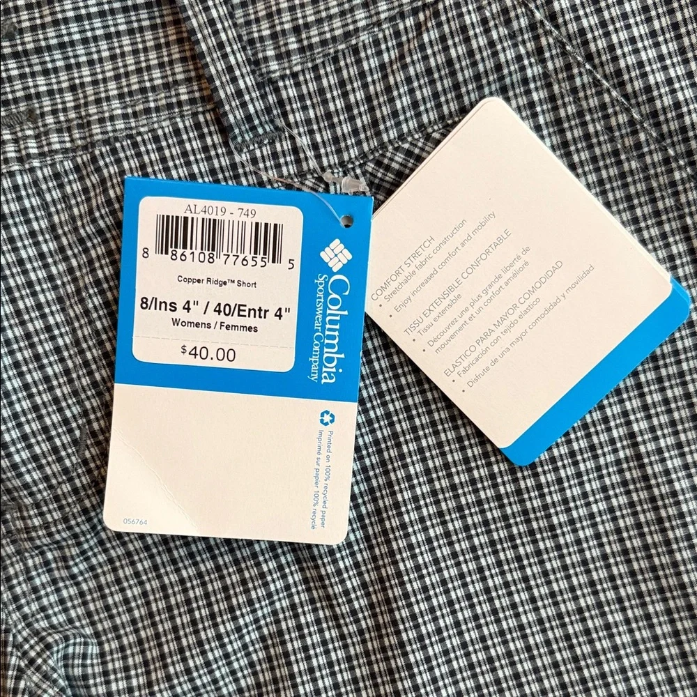 NWT Columbia Copper Ridge Plaid Outdoor Shorts - Size 8